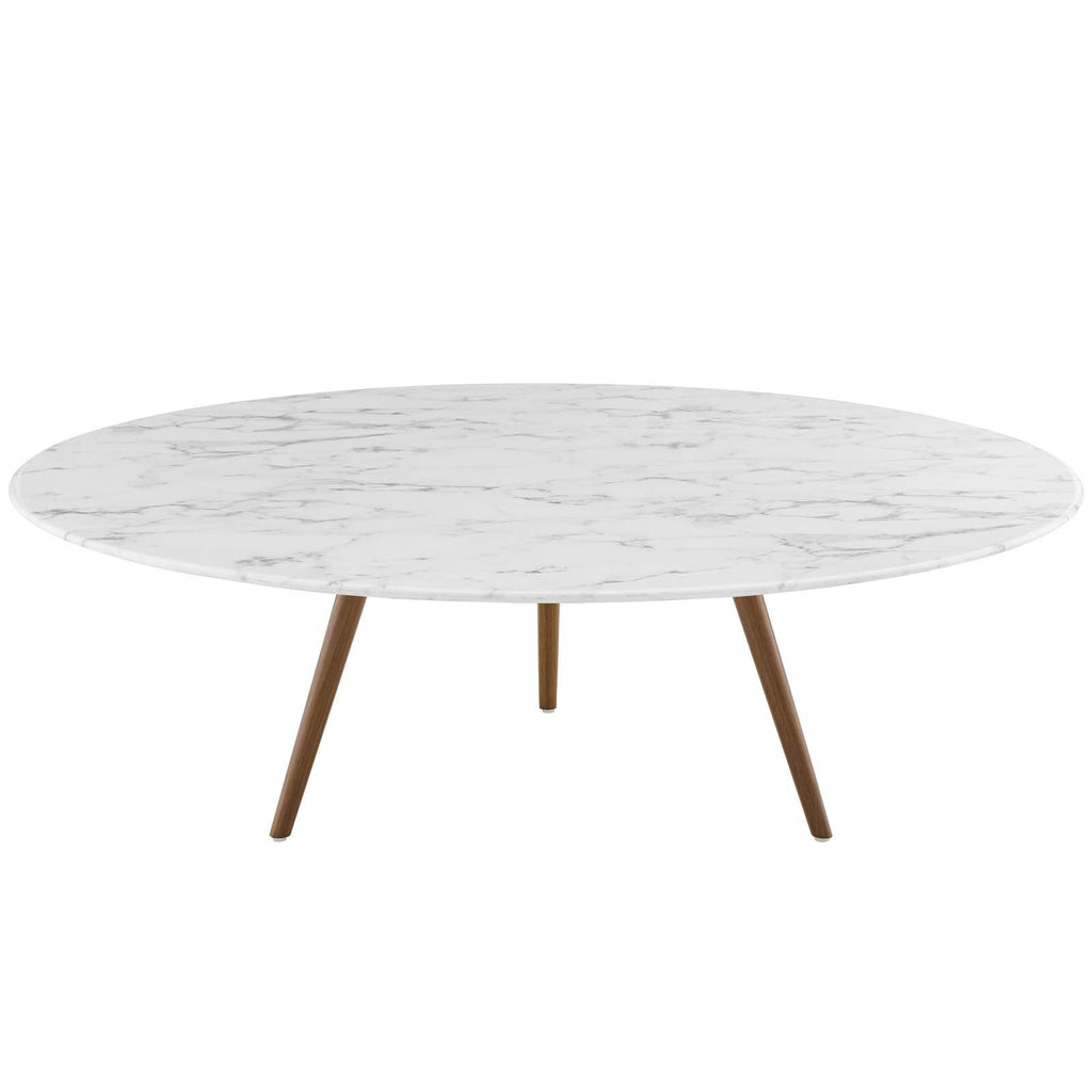Lippa 48" Round Faux Marble Coffee Table with Tripod Base by Modway