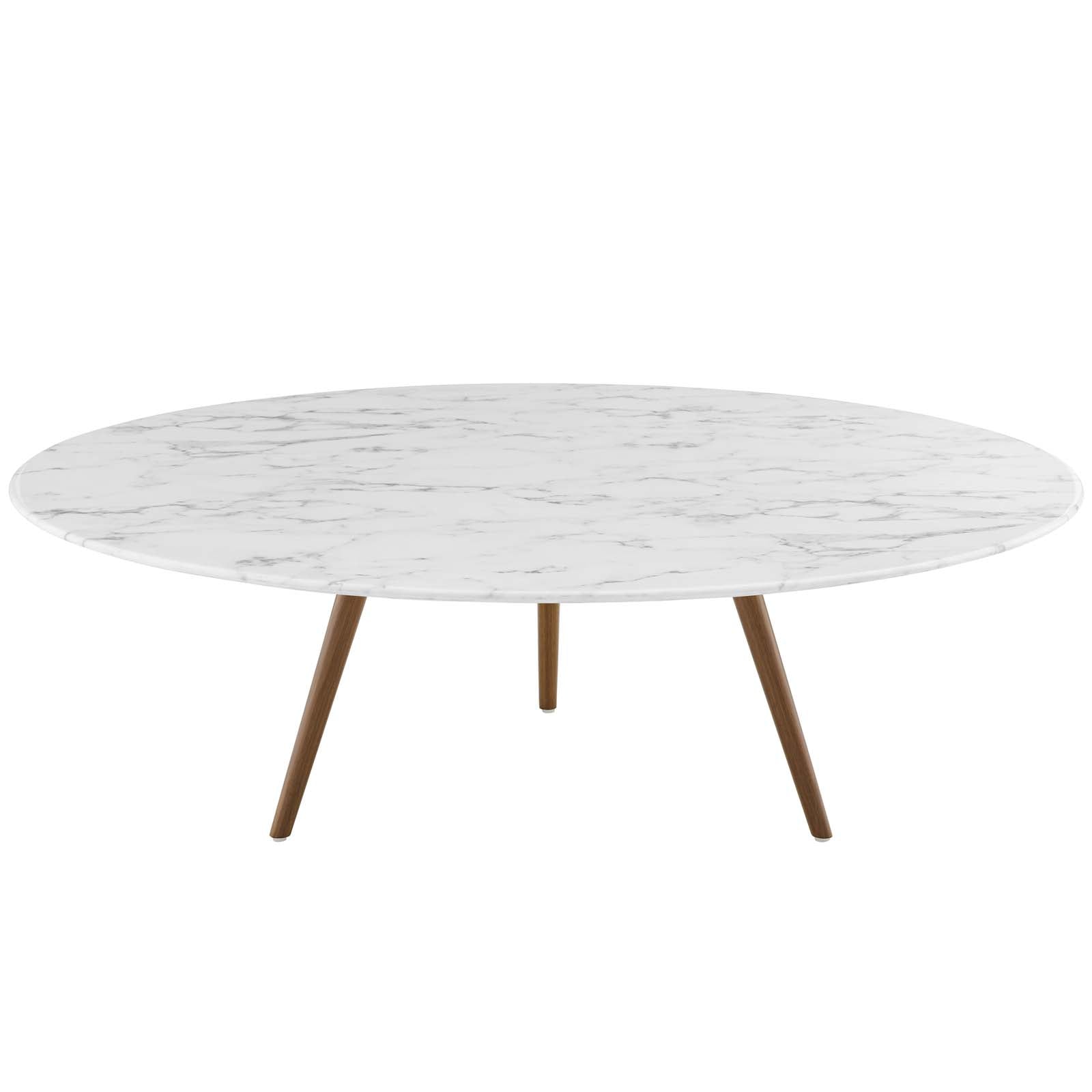 Lippa 48" Round Faux Marble Coffee Table with Tripod Base by Modway