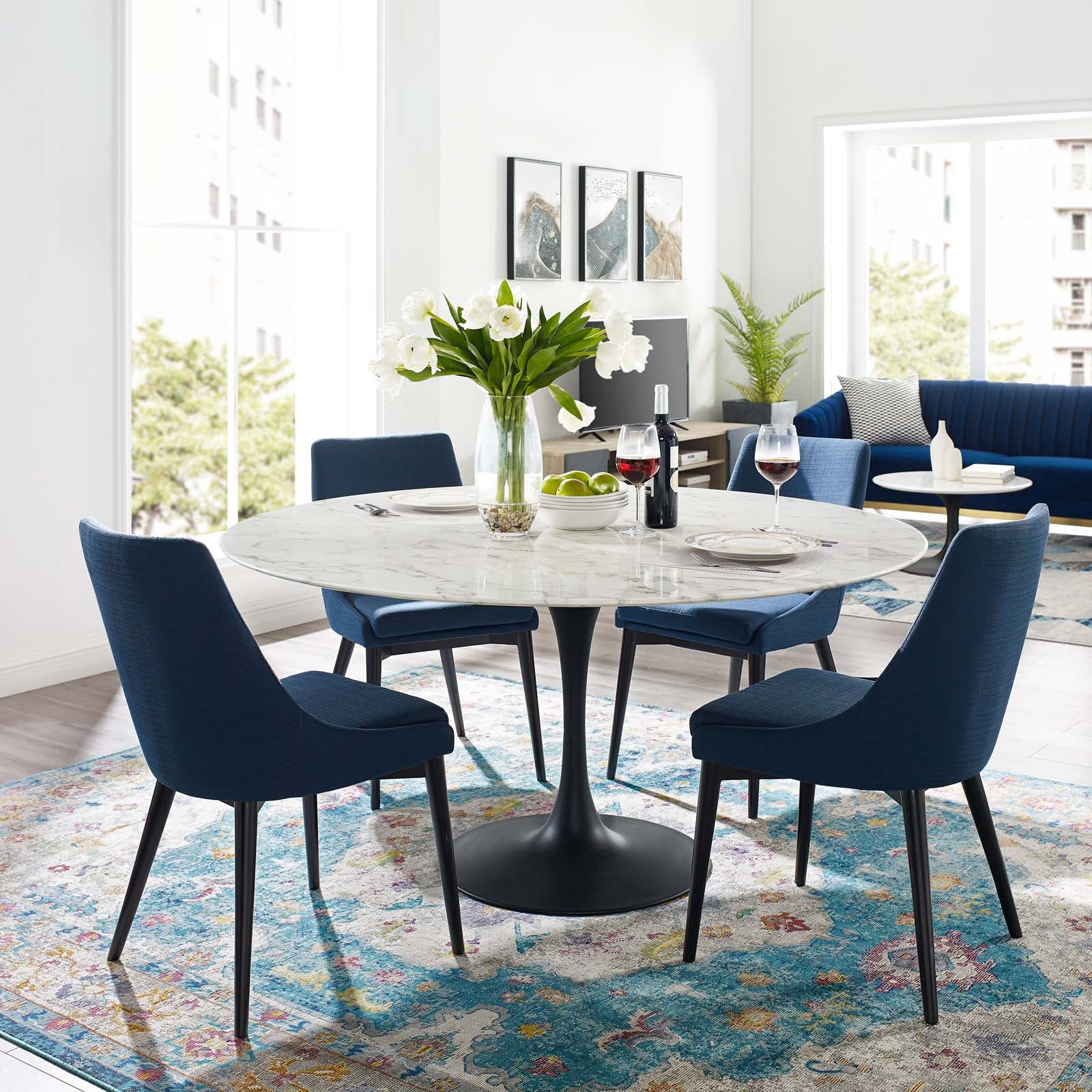 Lippa 54" Round Faux Marble Dining Table by Modway