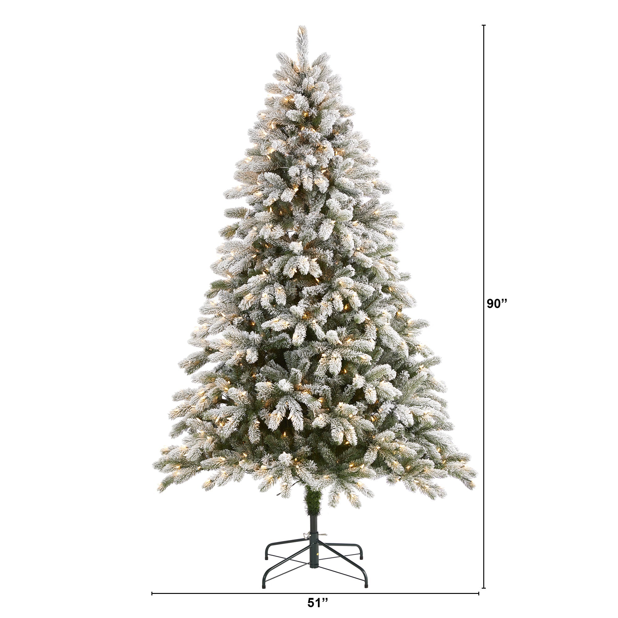 7.5' Flocked South Carolina Spruce Artificial Christmas Tree w 600 Clear Lights