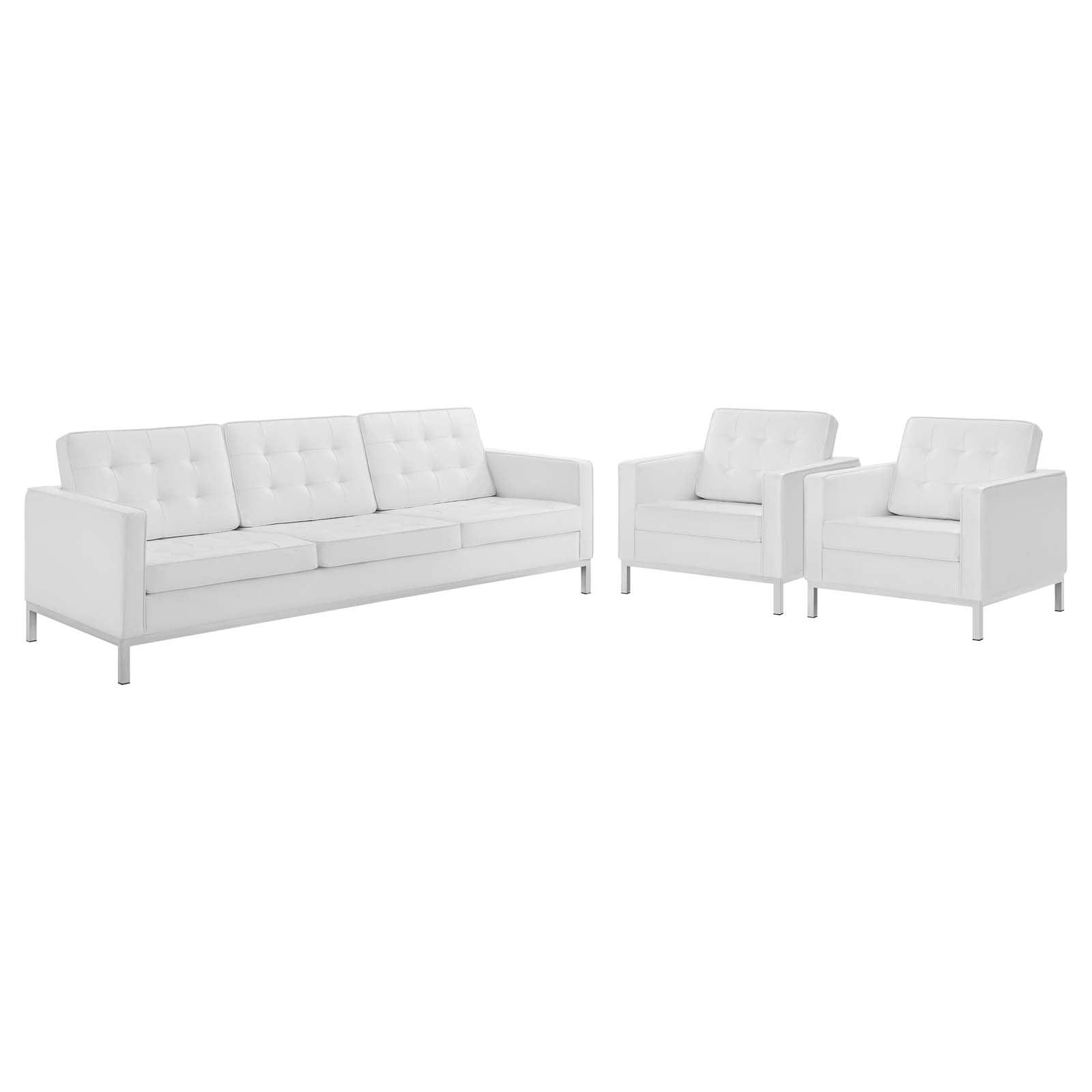 Loft 3-Piece Tufted Vegan Leather Furniture Set by Modway