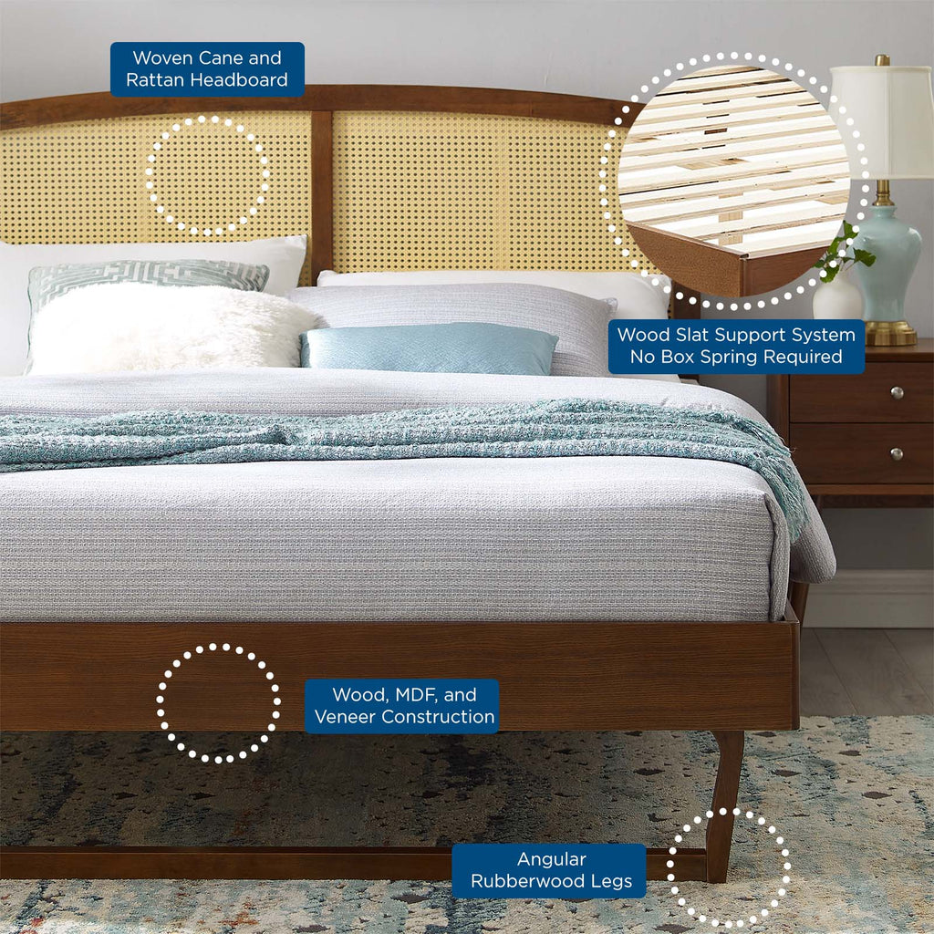 Sierra Cane and Wood King Platform Bed With Angular Legs by Modway