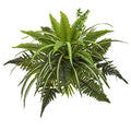 22"  Mixed Greens and Fern Artificial Bush Plant (Set of 3)