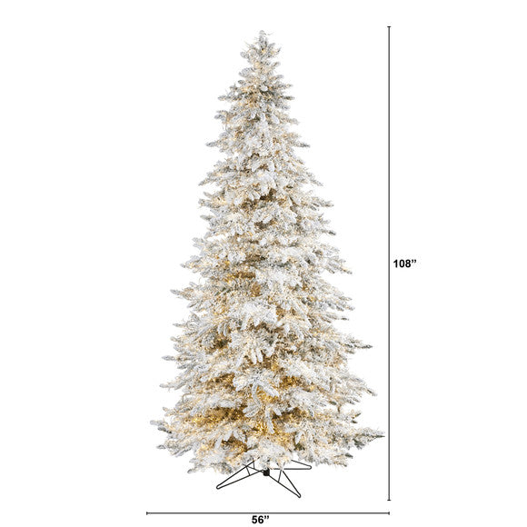 9' Flocked Grand Northern Rocky Fir Artificial Christmas Tree