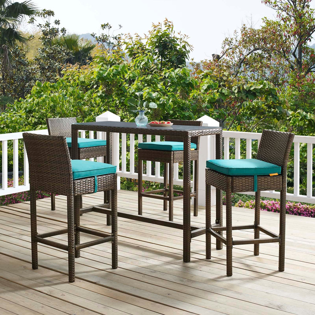 Conduit Bar Stool Outdoor Patio Wicker Rattan Set