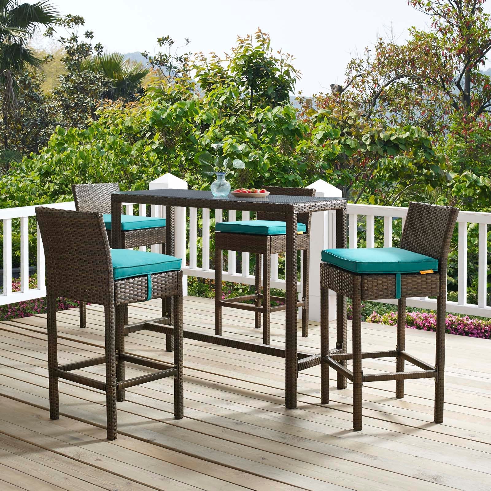 Conduit Bar Stool Outdoor Patio Wicker Rattan Set