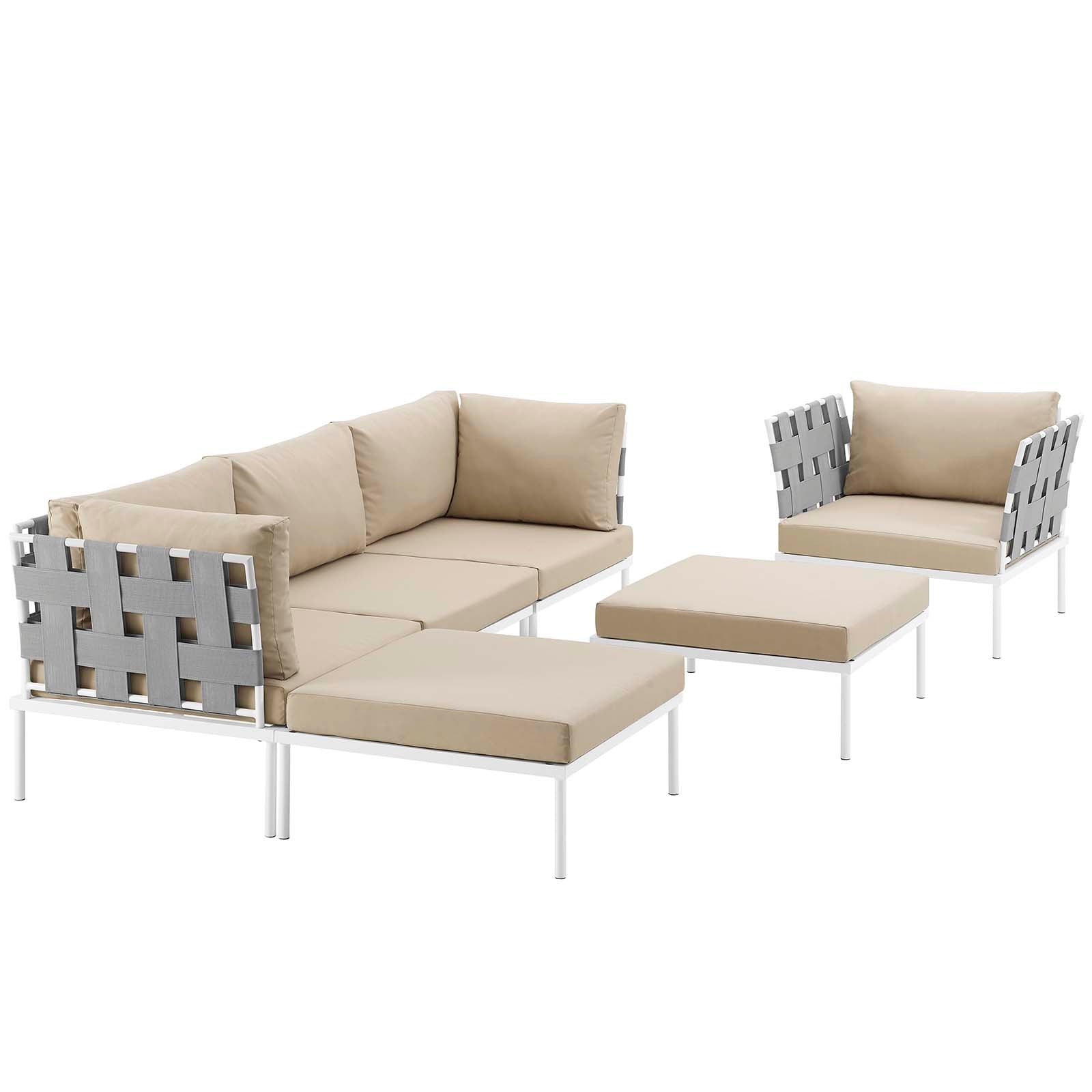 Harmony 6 Piece Outdoor Patio Aluminum Sectional Sofa Set by Modway