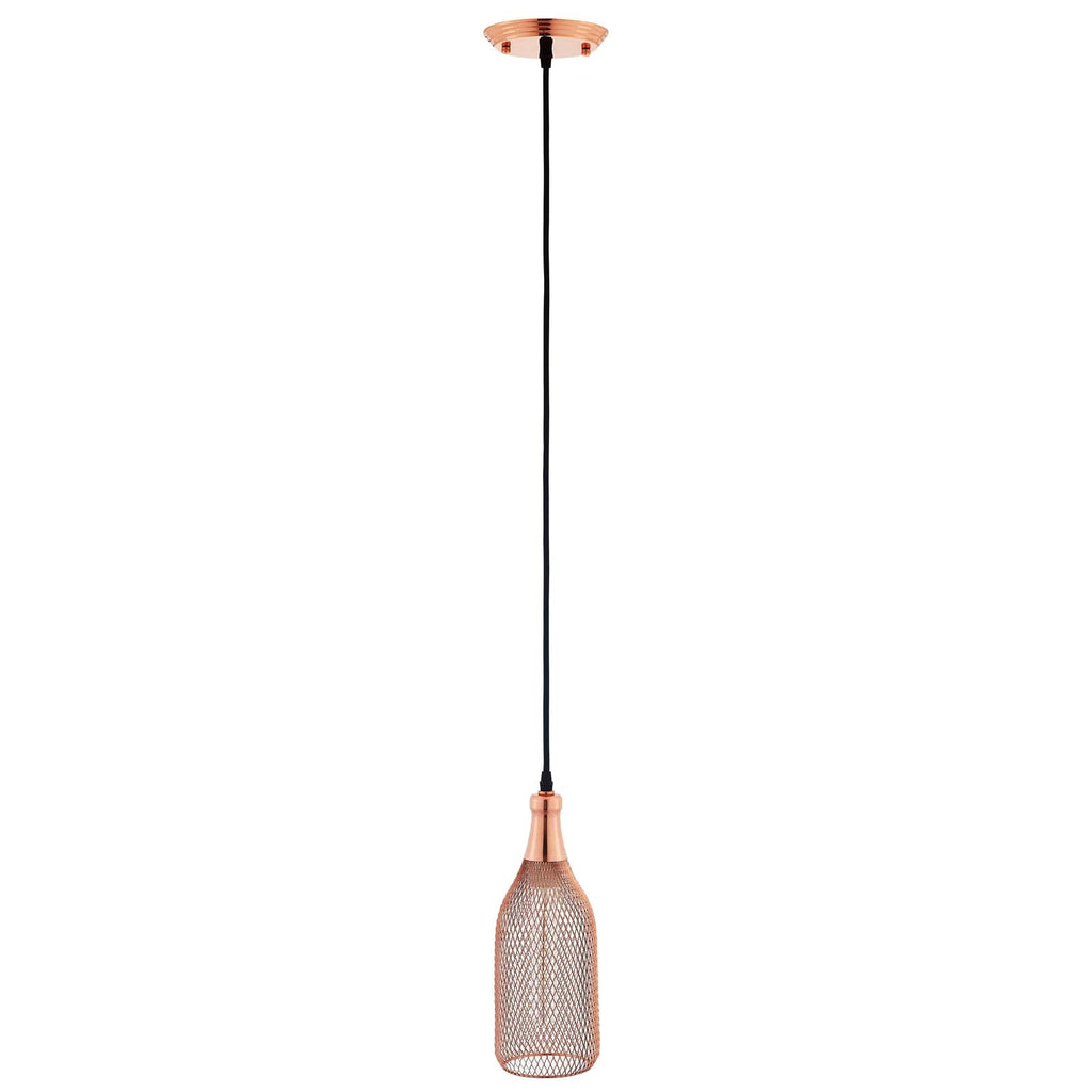 Glimmer Bottle-Shaped Rose Gold Pendant Light by Modway