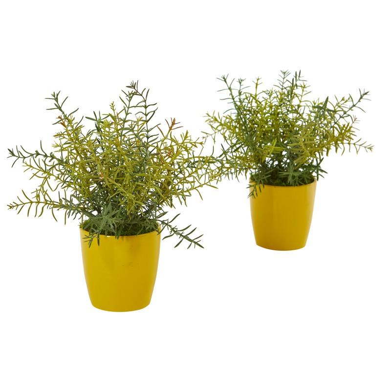 12"  Rosemary Artificial Plant in Yellow Planter (Set of 2)