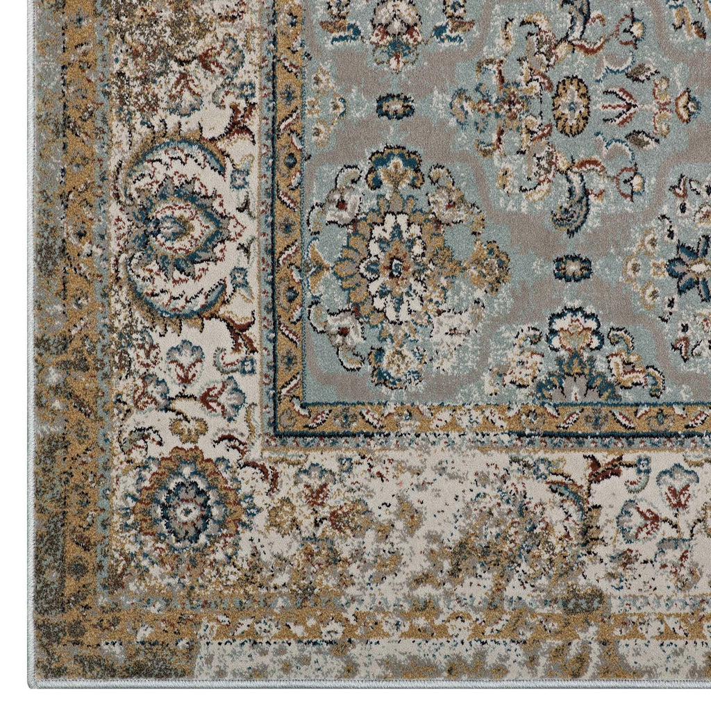Hisa Distressed Vintage Floral Lattice 5x8 Area Rug by Modway
