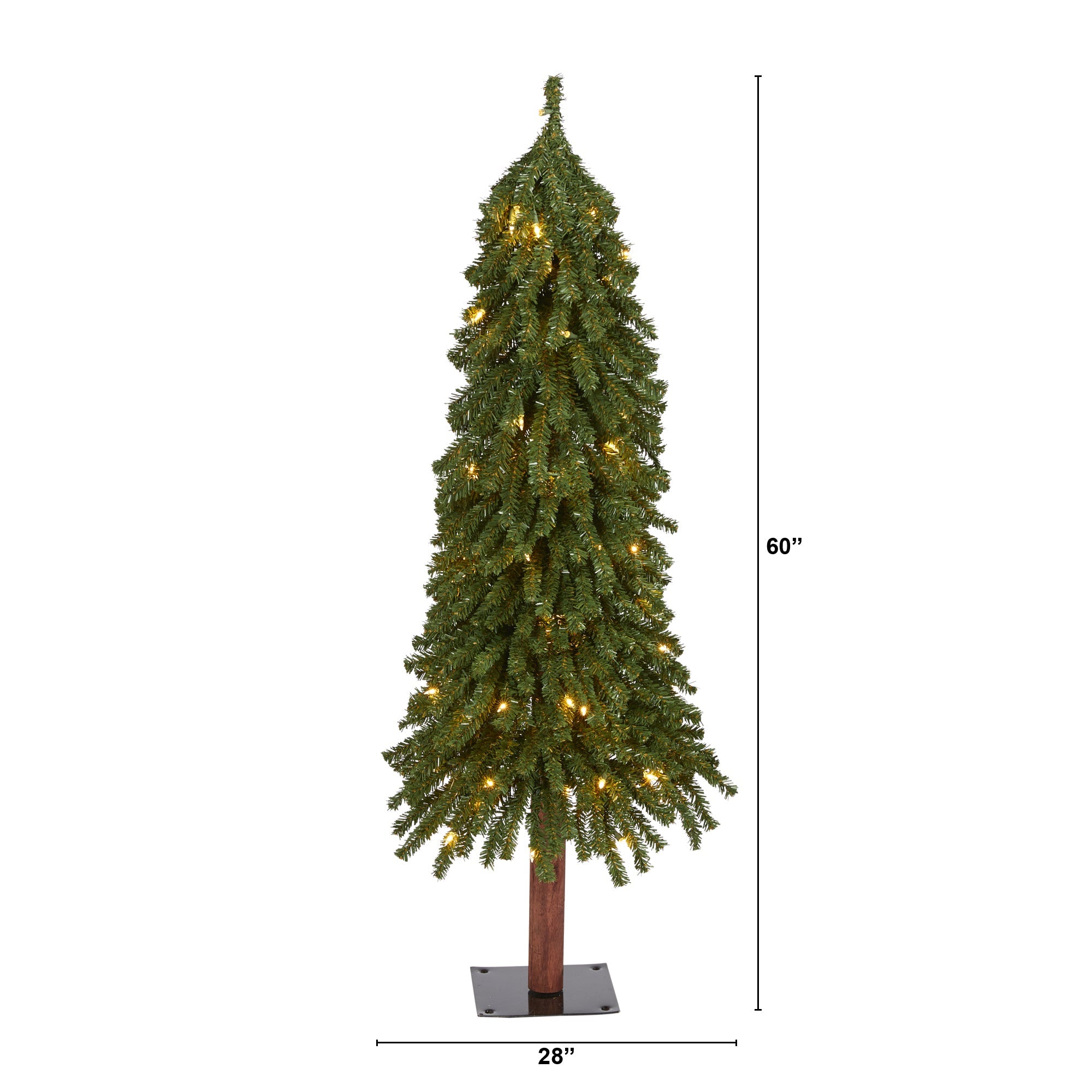 4' Grand Alpine Artificial Christmas Tree with 100 Clear Lights w/Natural Trunk