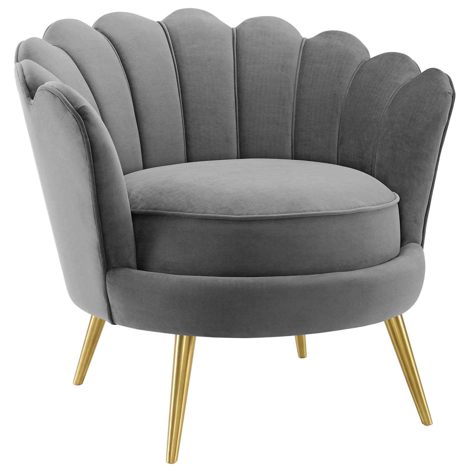 Admire Scalloped Edge Performance Velvet Accent Armchair by Modway