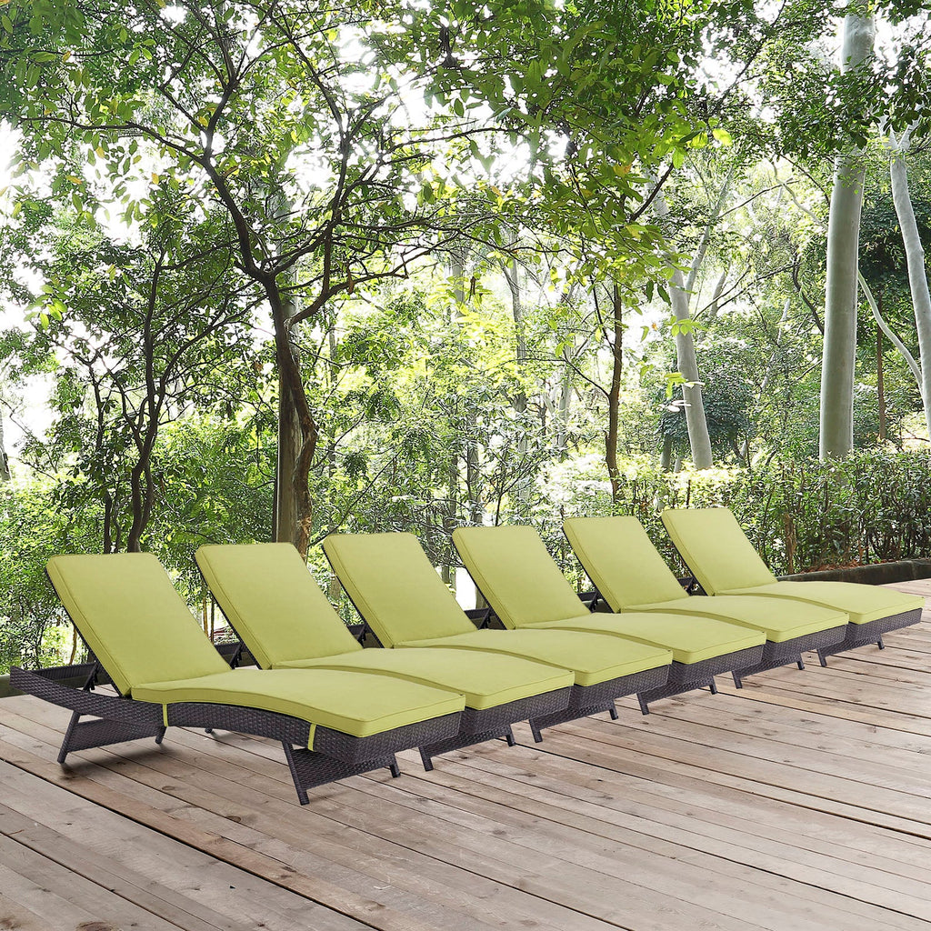 Convene Outdoor Patio Chaise Set of 6 by Modway
