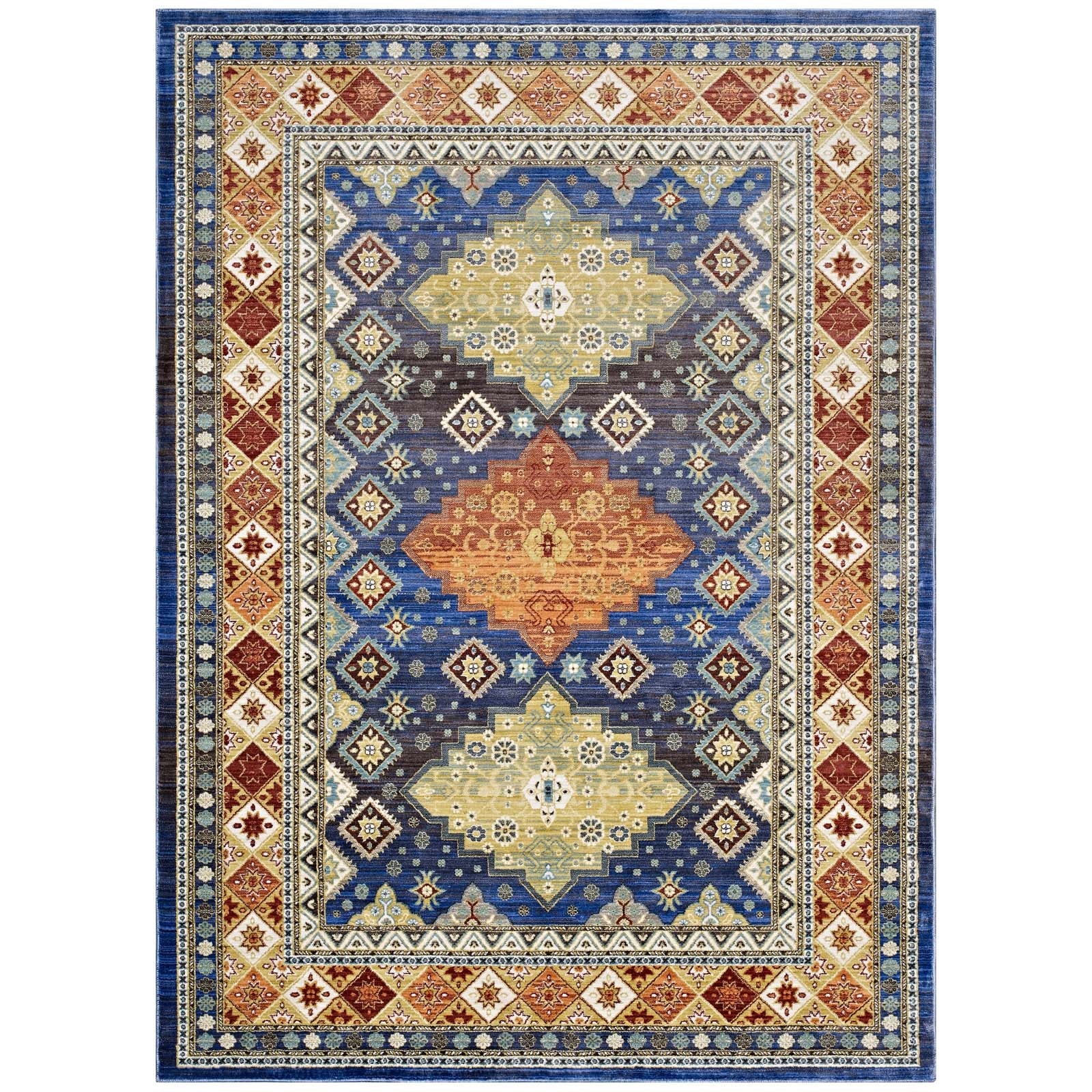 Atzi Distressed Southwestern Diamond Floral 8x10 Area Rug by Modway