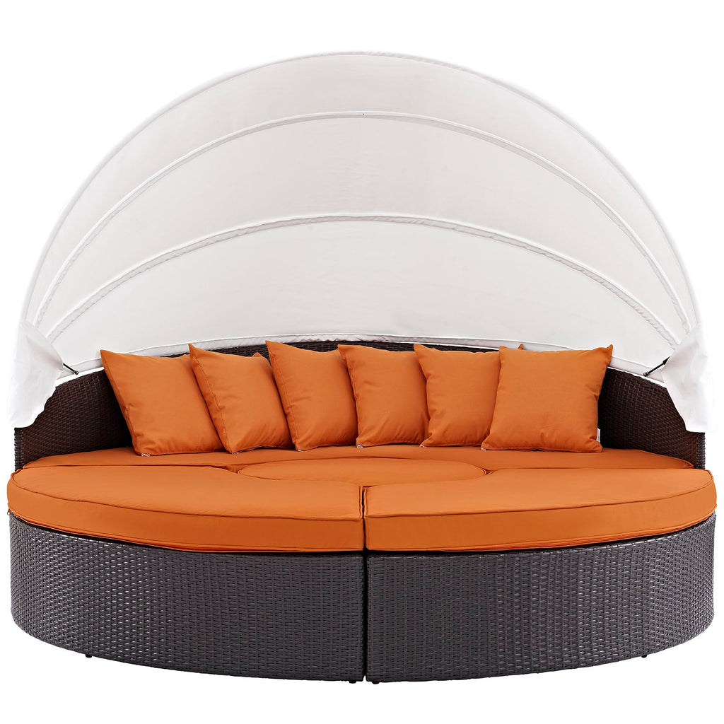 Convene Outdoor Patio Wicker Rattan Canopy Sectional Daybed by Modway