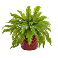 14"  Fern Artificial Plant in Red Vase