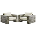 Manteo Rustic Coastal Outdoor Patio Sunbrella¨ Lounge Armchair Set of 2