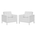 Loft Tufted Vegan Leather Armchairs Set of 2 by Modway