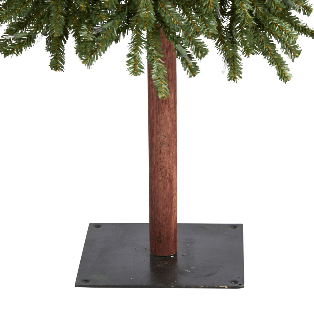 7' Grand Alpine Artificial Christmas Tree with 400 Clear Lights w/Natural Trunk