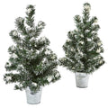Snowy Pine Tree With Tin (Set Of 2) 5473-S2 By Nearly Natural