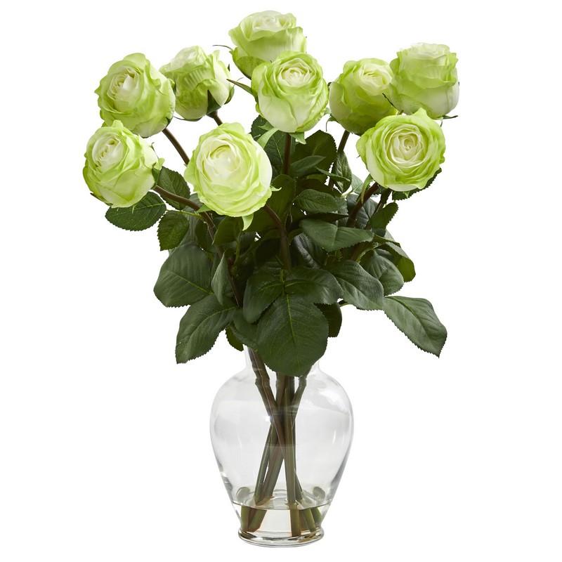 19"  Rose Artificial Arrangement in Glass Vase
