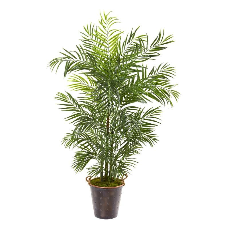 69"  Areca Palm Artificial Tree in Metal Pail UV Resistant (Indoor/Outdoor)
