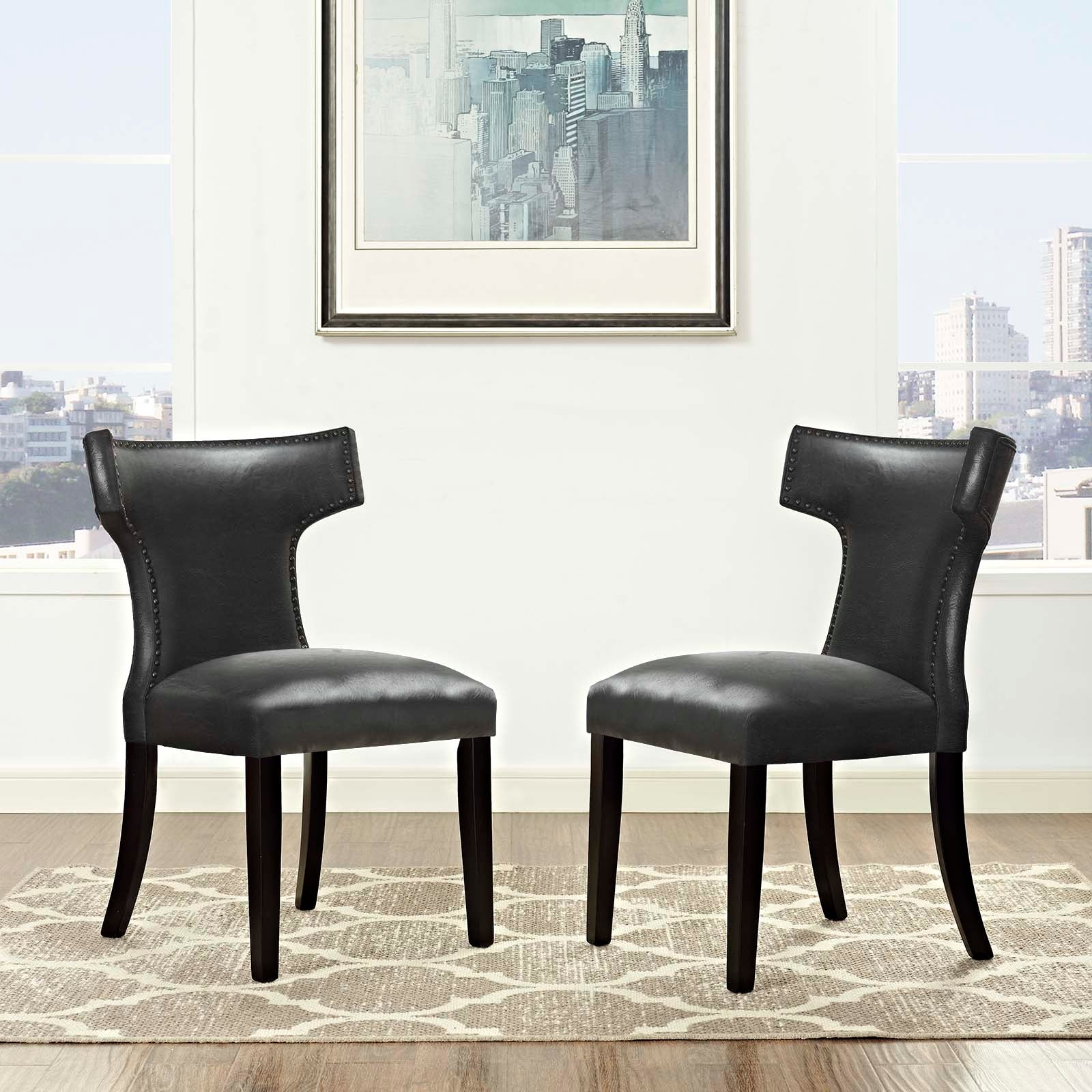 Curve Vinyl Dining Chair Set of 2 by Modway