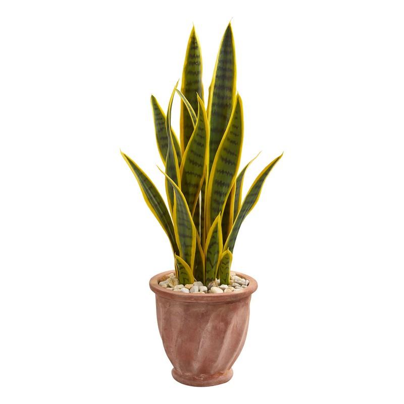 28"  Sansevieria Artificial Plant in Terra Cotta Planter