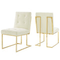 Privy Gold Stainless Steel Performance Velvet Dining Chair Set of 2 by Modway