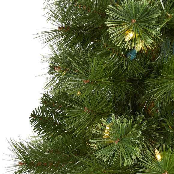 6' Green Pencil Artificial Christmas Tree with 150 Clear LED Lights