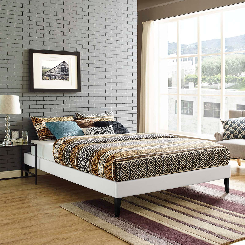 Tessie Vinyl Full Bed Frame with Squared Tapered Legs by Modway