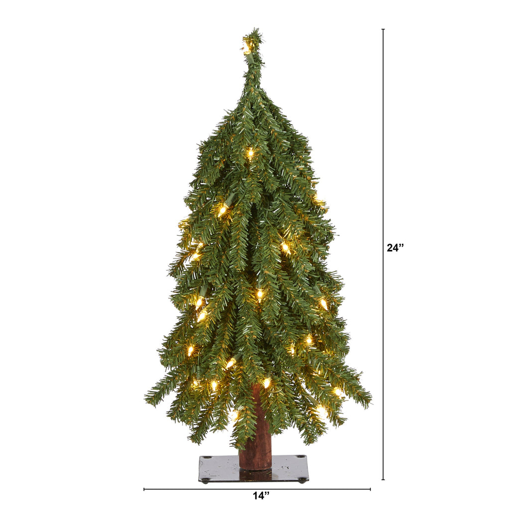 2' Grand Alpine Artificial Christmas Tree with 35 Clear Lights