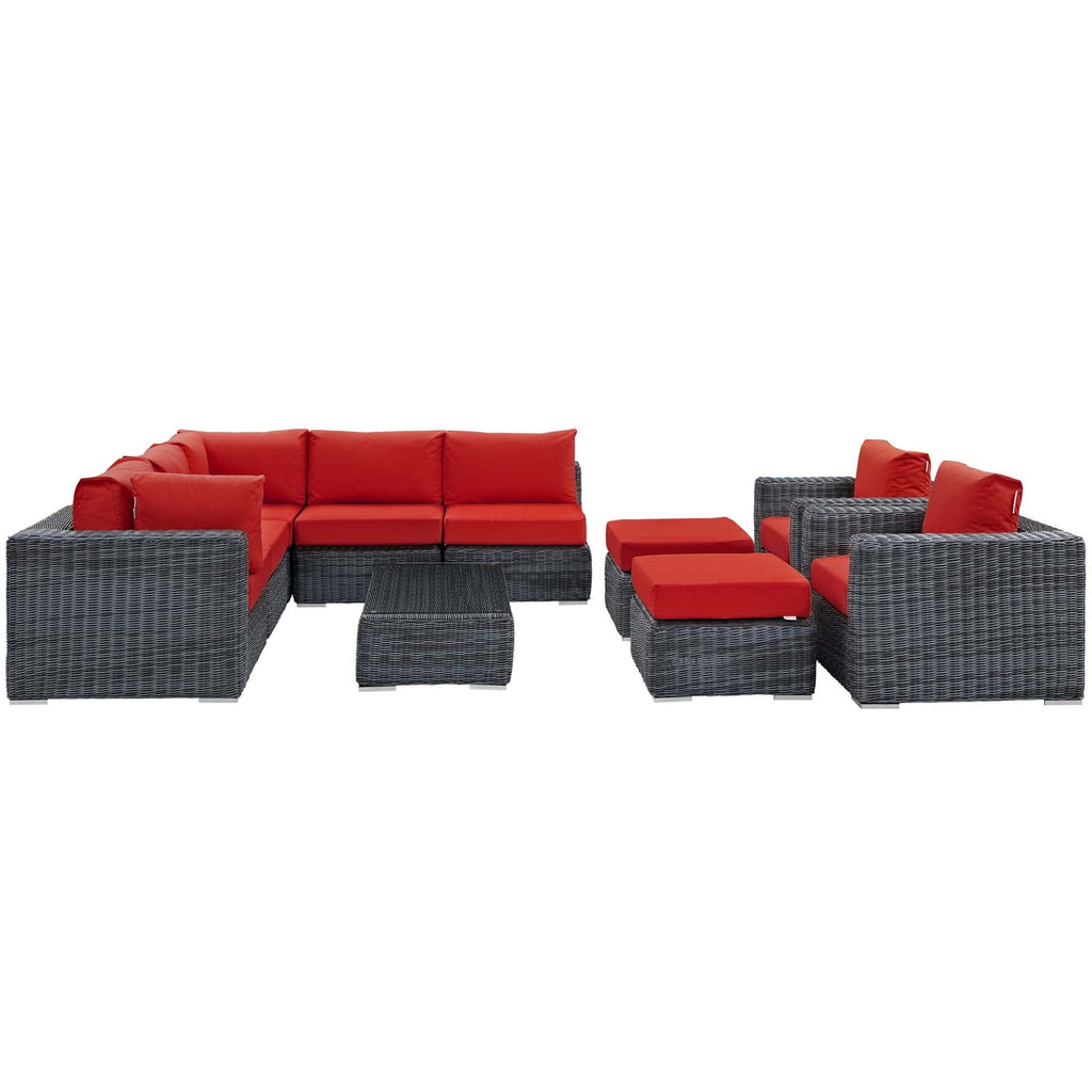 Summon 10 Piece Outdoor Patio Sunbrella¨ Sectional Set by Modway