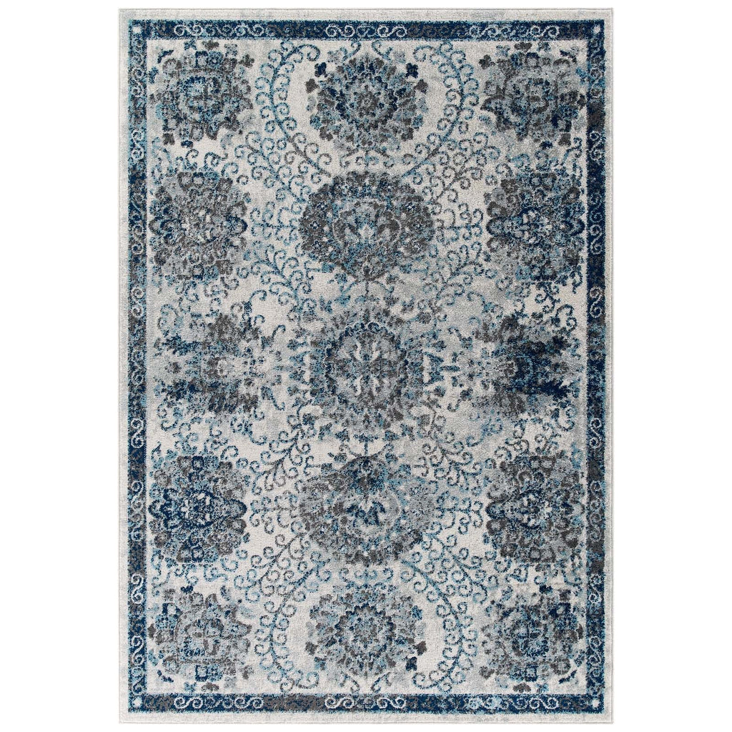 Entourage Kensie Distressed Floral Moroccan Trellis 5x8 Area Rug by Modway