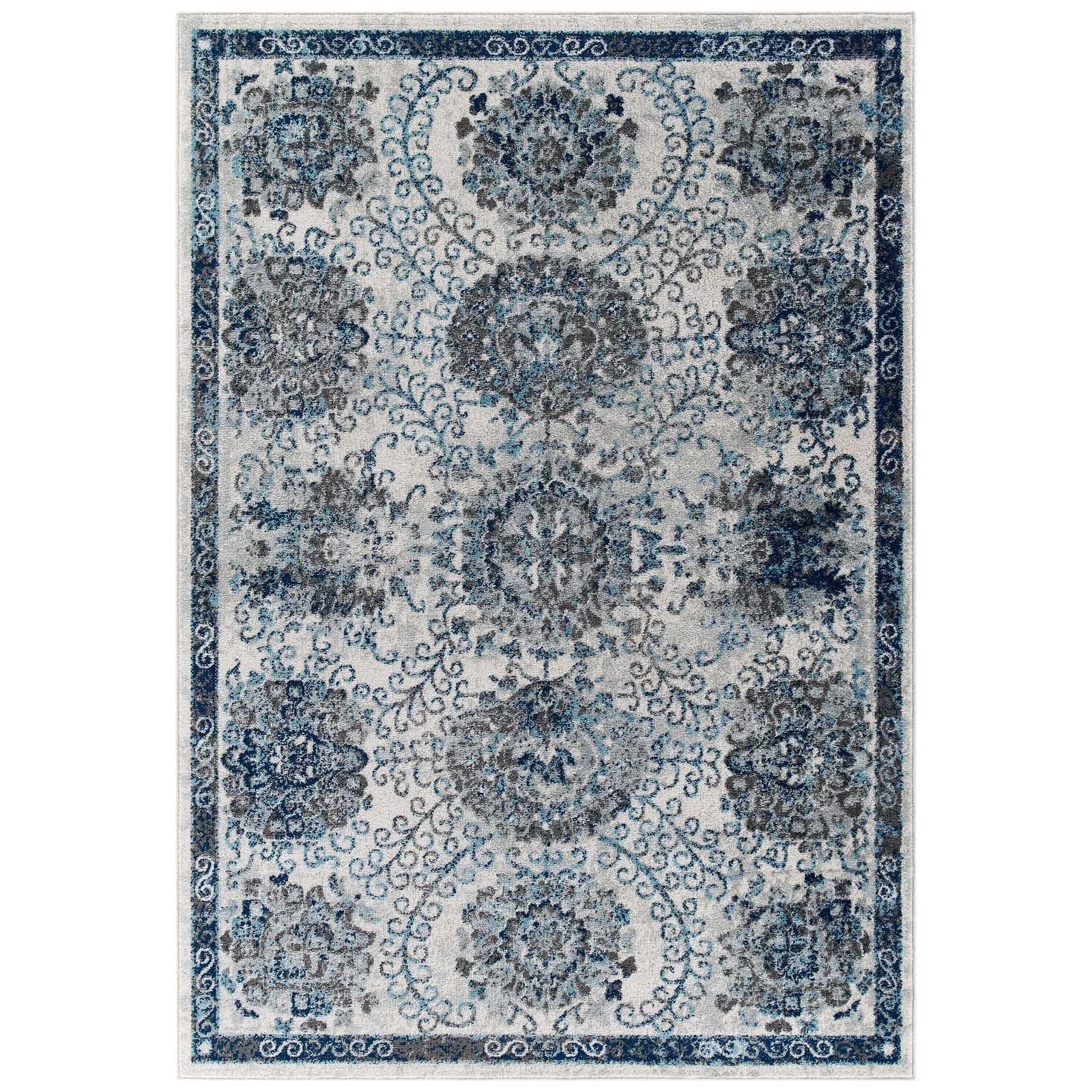 Entourage Kensie Distressed Floral Moroccan Trellis 5x8 Area Rug by Modway