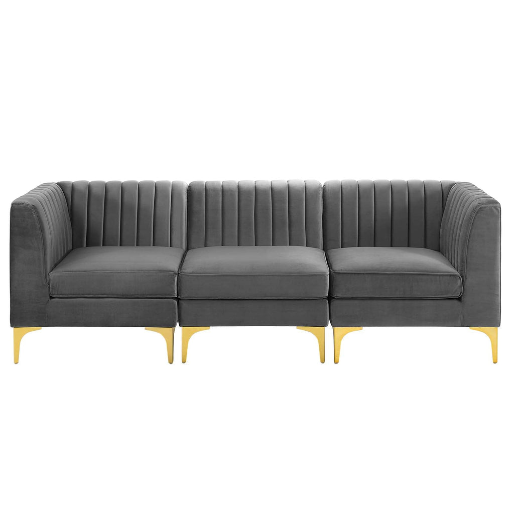 Triumph Channel Tufted Performance Velvet 3-Seater Sofa by Modway