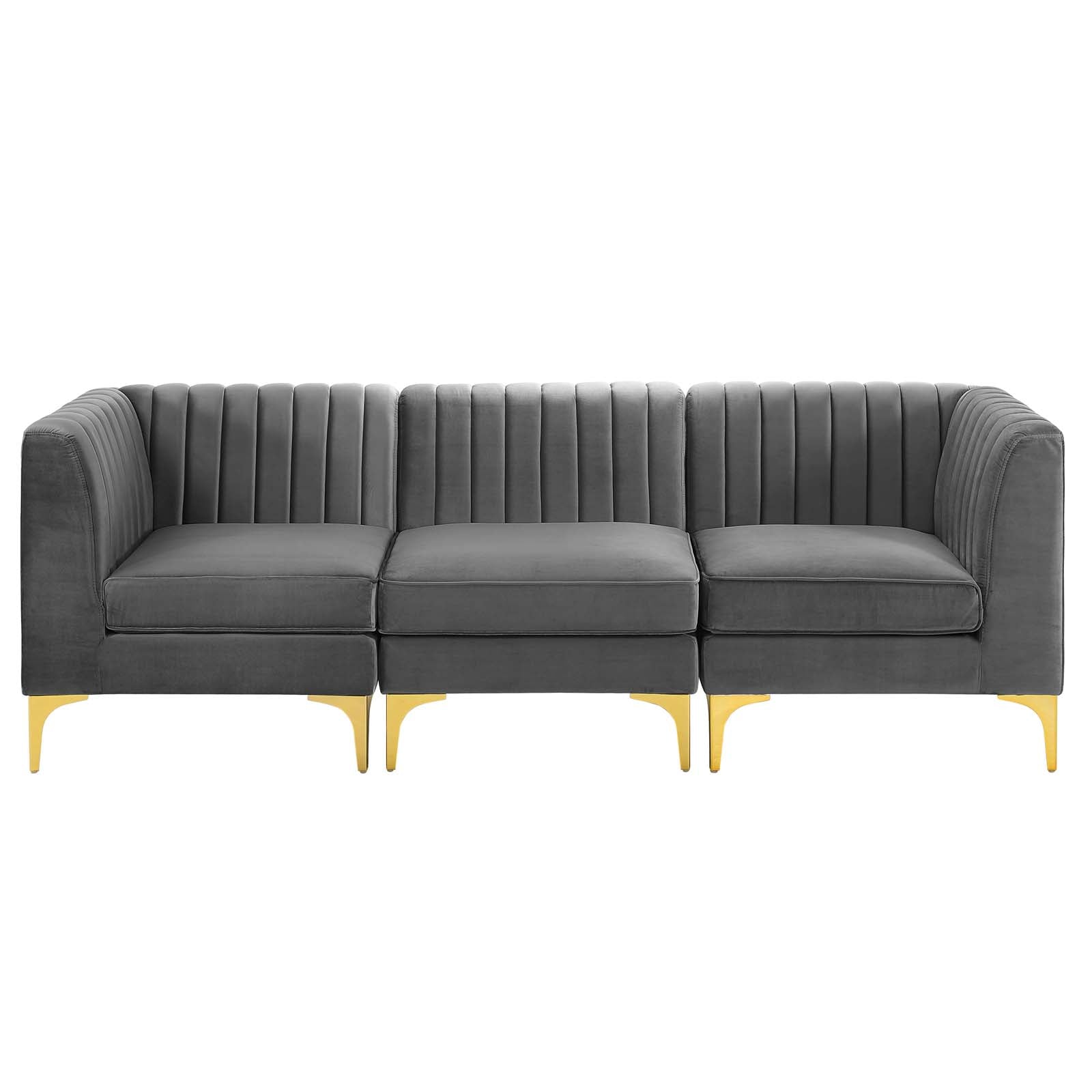 Triumph Channel Tufted Performance Velvet 3-Seater Sofa by Modway