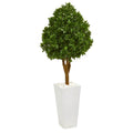 58"  Tea Leaf Artificial Tree in White Planter UV Resistant (Indoor/Outdoor)