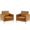 Loft Tufted Vegan Leather Armchairs Set of 2 by Modway