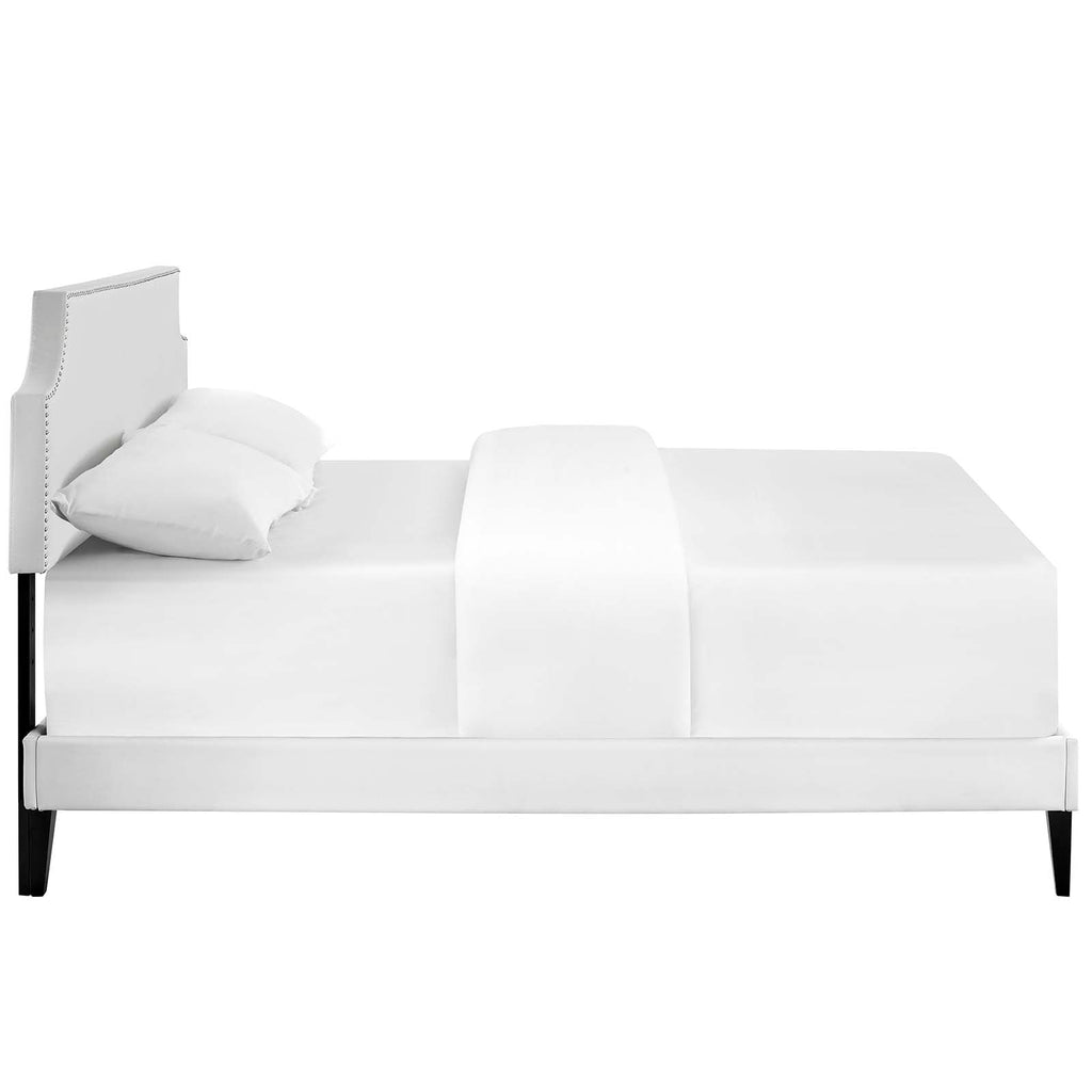 Corene Vinyl Queen Platform Bed with Squared Tapered Legs by Modway