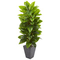 5' Large Leaf Philodendron Artificial Plant in Slate Planter (Real Touch)