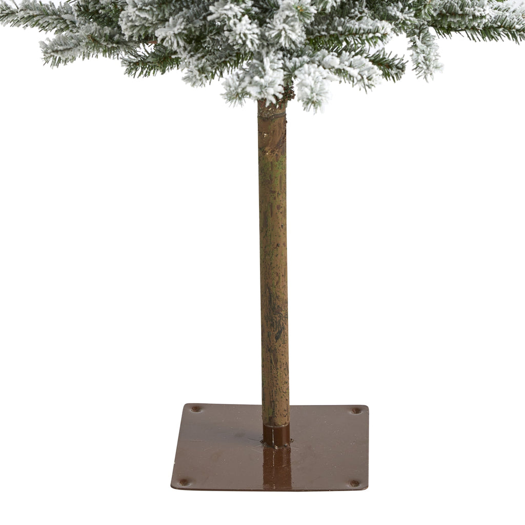 5' Flocked Alpine Christmas Artificial Tree w/150 Lights/ 405 Bendable Branches