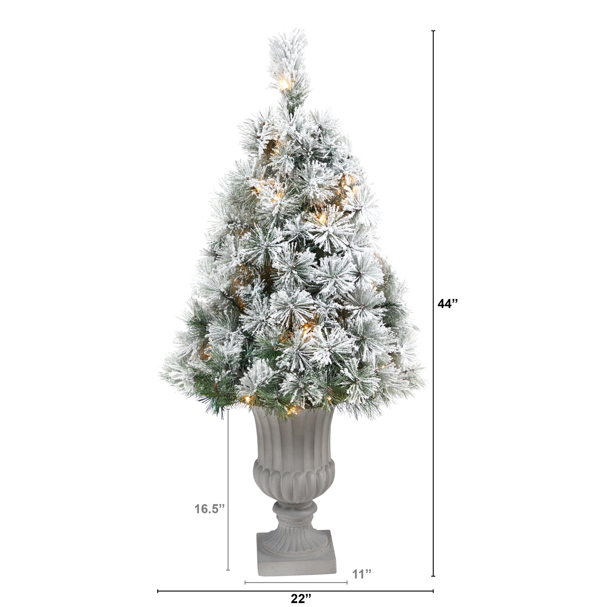 44' Flocked Oregon Pine Artificial Christmas Tree w/ 50 Clear Lights