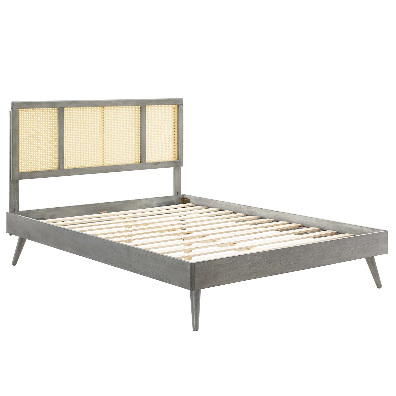 Kelsea Cane and Wood Full Platform Bed With Splayed Legs by Modway