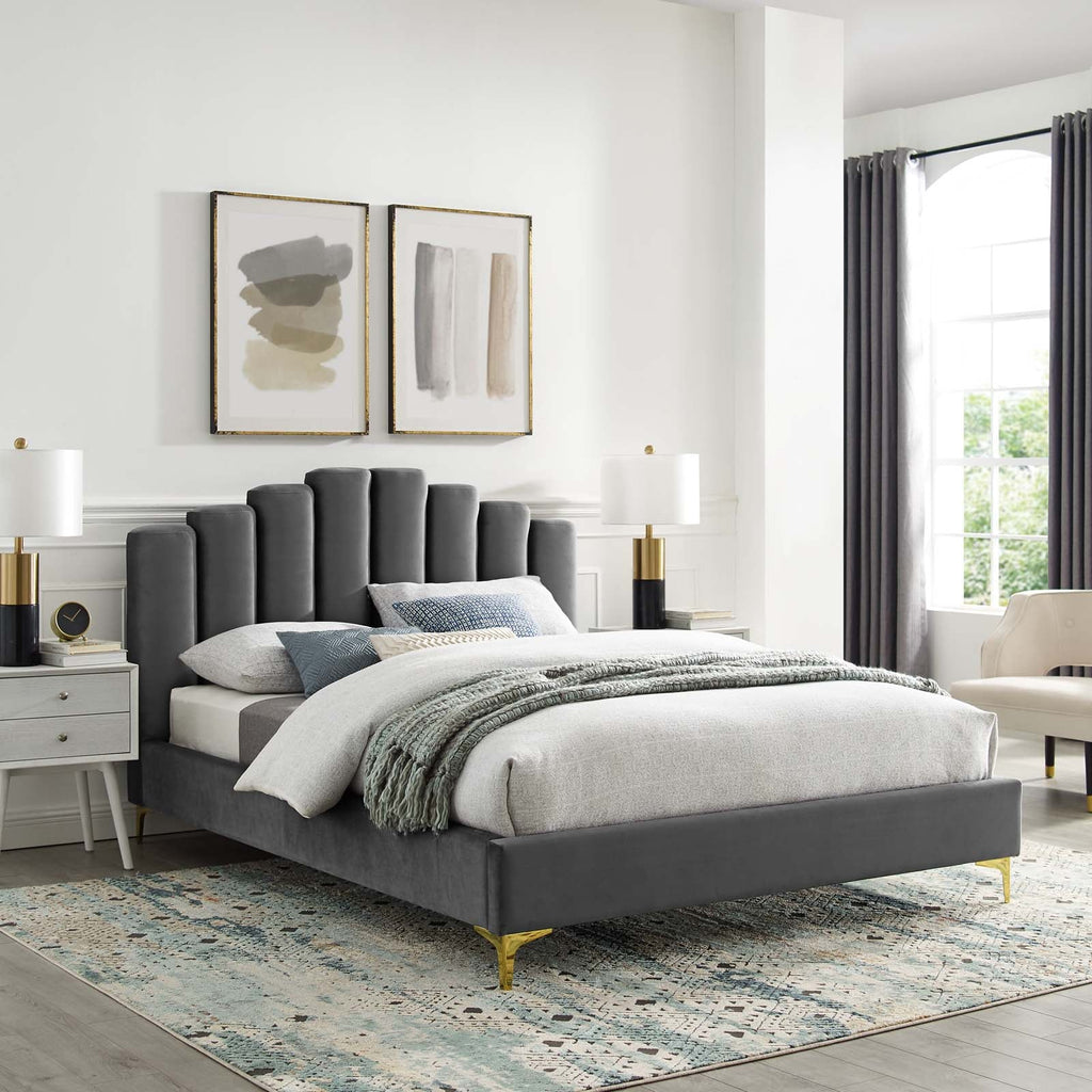 Olivia Performance Velvet Queen Platform Bed by Modway