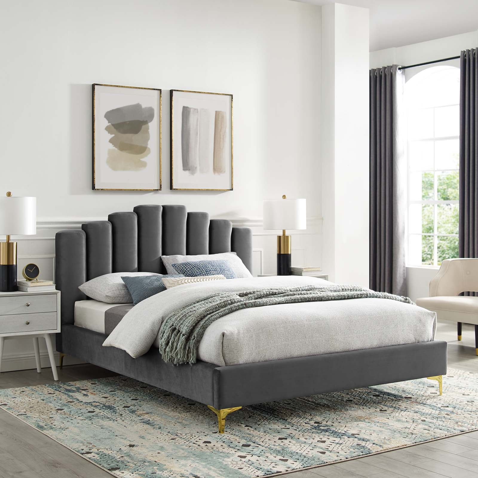 Olivia Performance Velvet Queen Platform Bed by Modway