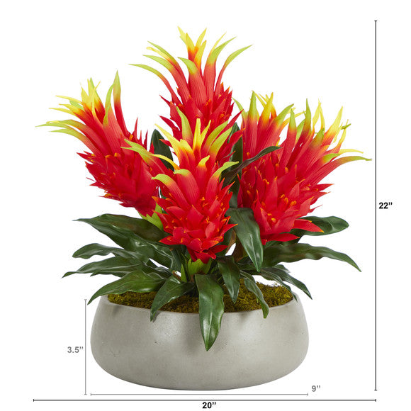 22" Dragon Fruit Artificial Plant in Gray Garden Vase