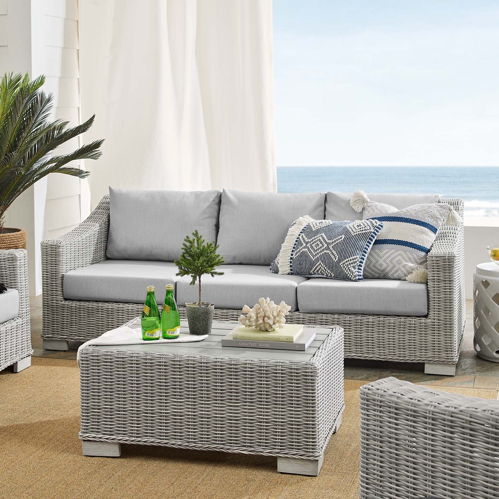 Conway 4-Piece Sunbrella¨ Outdoor Patio Wicker Rattan Furniture Set by Modway