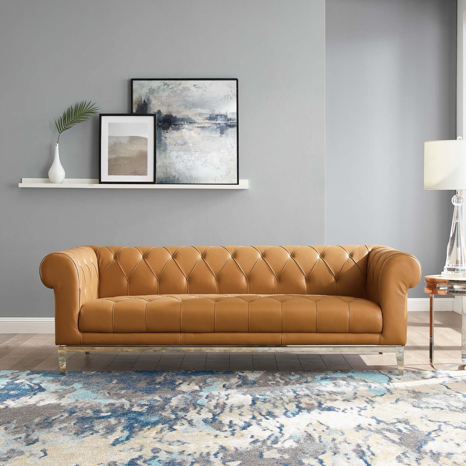 Idyll Tufted Button Upholstered Leather Chesterfield Sofa by Modway