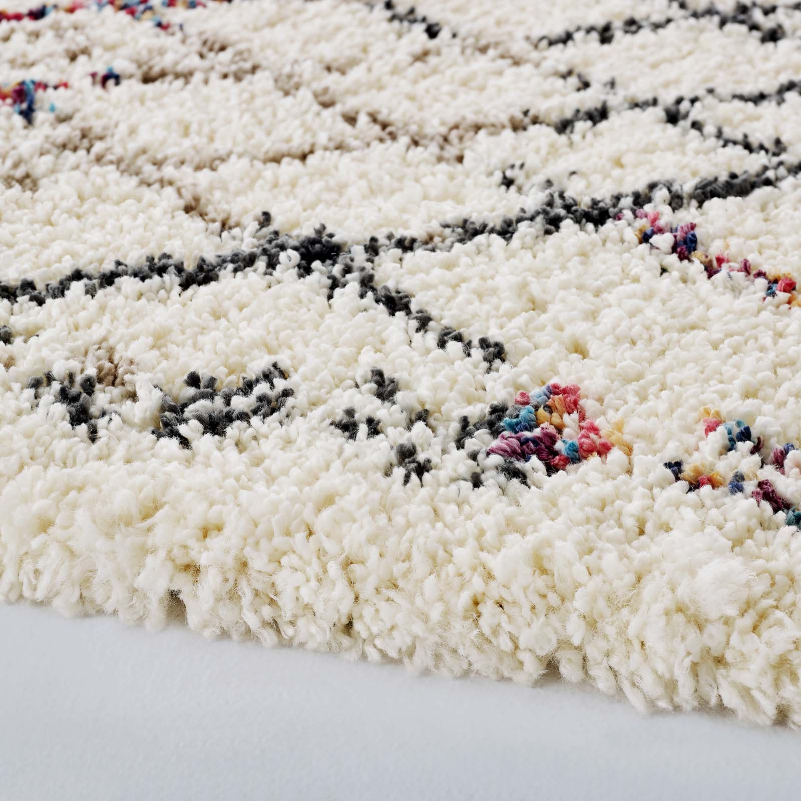 Skadi Rainbow Diamond Shag Area Rug in Multicolor